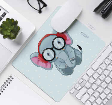 Elephant with glasses and headphones mousepad - TenStickers