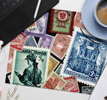 Mousepad Weltkarte österreichische reisestempel - TenStickers