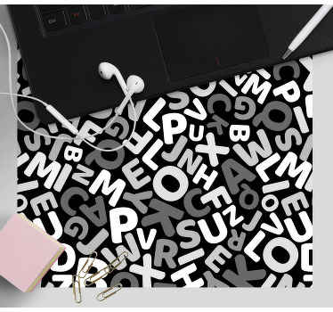 Alfabet svart og hvit original musematte - Tenstickers