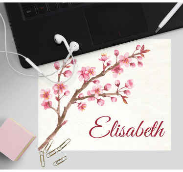 Alfombrilla raton con nombre Flor de cerezo - TenVinilo