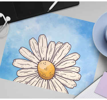 Biely kvet modré pozadie pôvodná podložka pod myš - Tenstickers