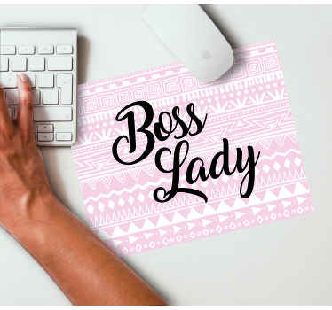 Alfombrilla raton original Señora jefa con decoración rosa - TenVinilo