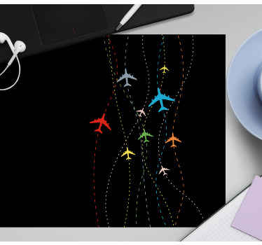 Ruta de ruta de línea de avión más alfombrillas de ratón - TenVinilo