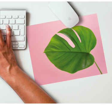 Pink green realistic monstera more mousepads - TenStickers