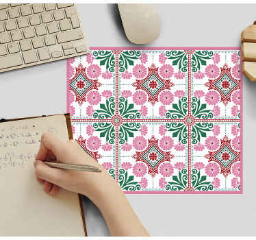Alfombrilla de ratón texturas Azulejo rosa floral vintage - TenVinilo