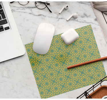 Vintage green and yellow tile mouse pad pattern - TenStickers