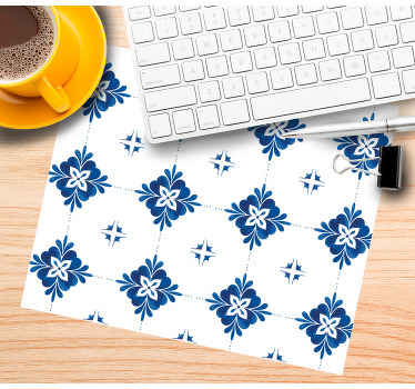 复古蓝瓷砖鼠标垫图案 - TenStickers
