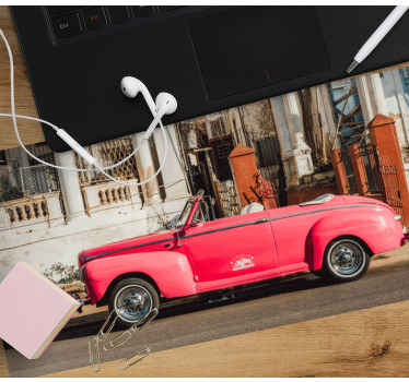 Tapetes de rato originais Carro velho rosa - TenStickers