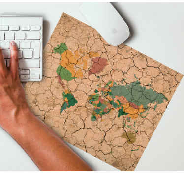 Mousepad Weltkarte Politische weltkarte mit gebrochenem sand - TenStickers