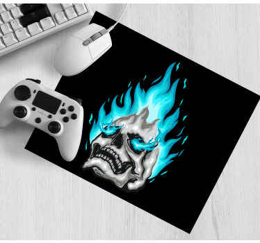 骷髅配蓝火原装鼠标垫 - TenStickers