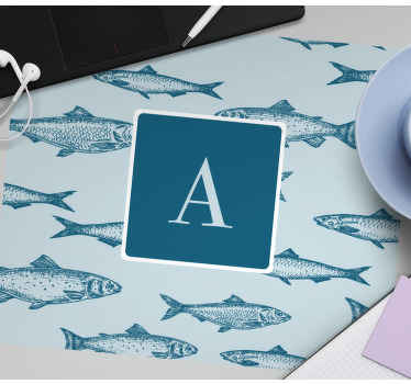 Tapetes de rato com nome Peixe inicial personalizado - TenStickers