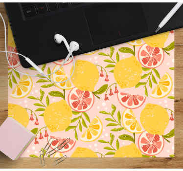 ピンクの背景のマウスパッドにグレープフルーツ - TENSTICKERS