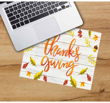 Acorns and leaves Thanksgiving mouse pad quotes - TenStickers