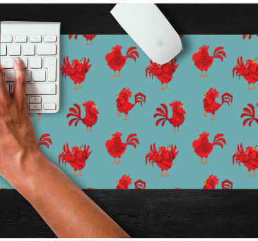 Padrão dos desenhos animados do galo vermelho mais tapete de rato - TenStickers