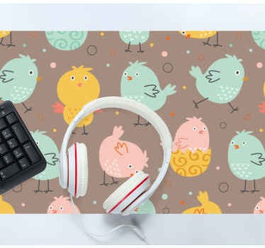 Pastel blue and pink chicken XXL mousepad - TenStickers