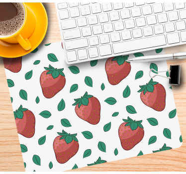 Mauspad originell Leuchtend saftige erdbeeren grüne blätter - TenStickers