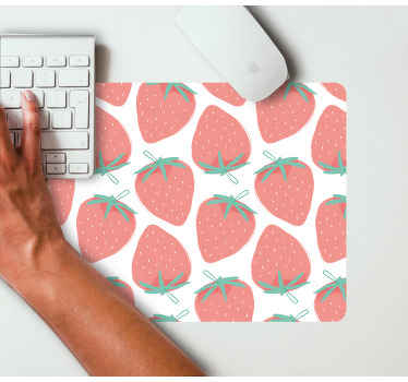 Seamless strawberry pattern pastel mouse pad - TenStickers