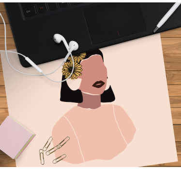 Schöne frau sonnenblumengesicht mehr Mauspads - TenStickers