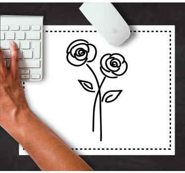 Par de rosas diseño minimalista más alfombrilla de ratón - TenVinilo