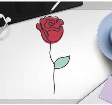 Diseño lindo del arte de la línea de la rosa roja más alfombrilla - TenVinilo