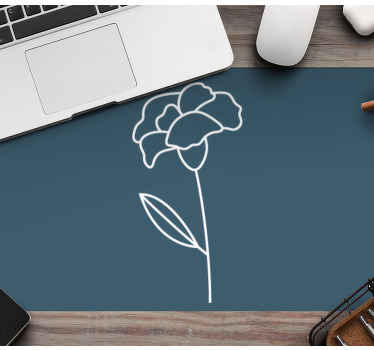 かわいい線画花イラストマウスパッド - TENSTICKERS
