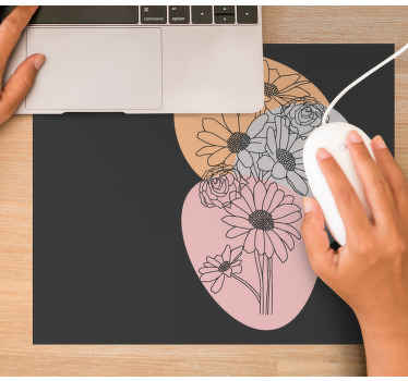 Ramalhete girassóis rosas linha arte mousepads - TenStickers