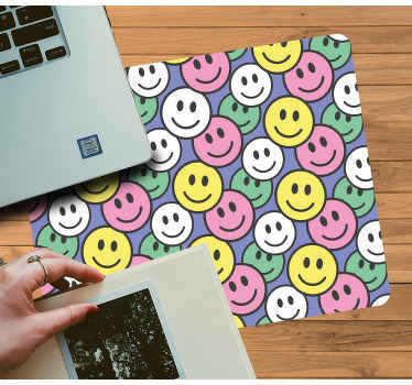 Mauspad originell Bunte pastell-smiley-gesichter - TenStickers