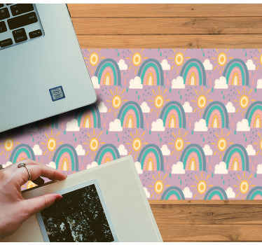 Cute pattern with sun and rainbow mouse pad - TenStickers