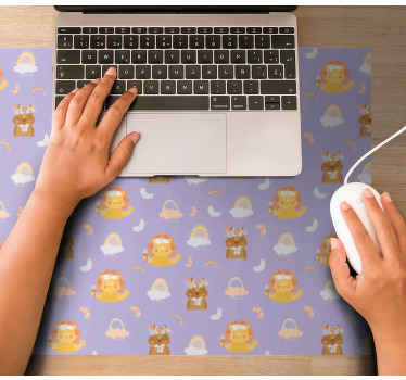 可爱的动物和彩虹图案鼠标垫 - TenStickers