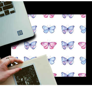Alfombrilla de ratón con mariposa rosa y azul - TenVinilo