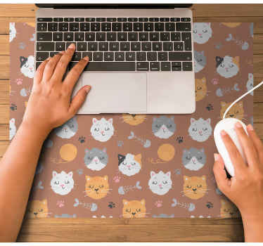 猫と魚のオリジナルマウスパッド - TENSTICKERS