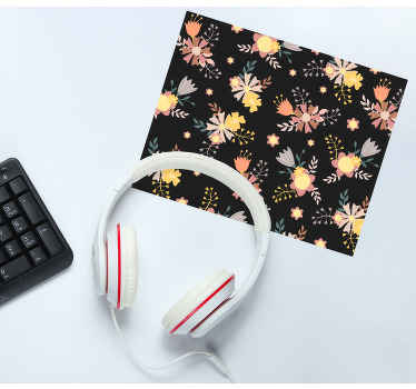 Alfombrilla ratón original Patrón de flor negra - TenVinilo