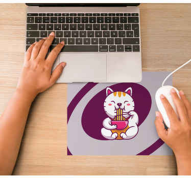 Tapis de souris original Beau chat mangeur - TenStickers