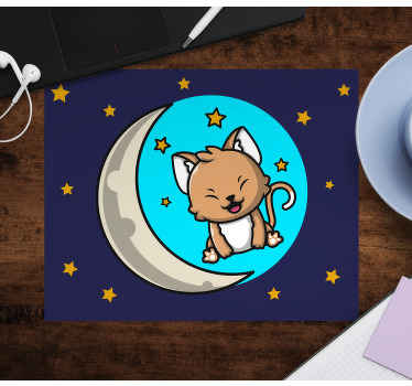 Nydelig katt på månen musematte original - Tenstickers