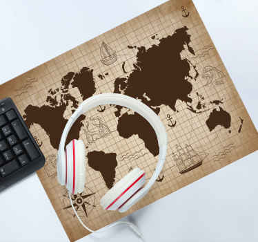 Vintage kort over verden musemåtte - TenStickers