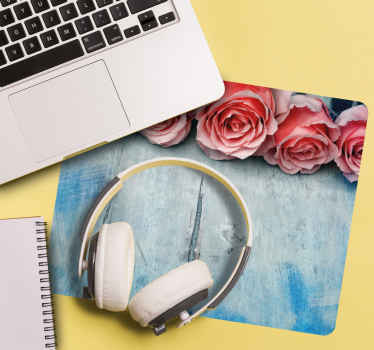 Piros virágok a kék háttér egérpad - TenStickers