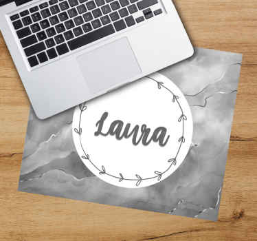 Name gray marble texture personalised mouse mat - TenStickers