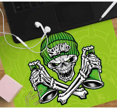 Green skull glasses graffiti mousepad - TenStickers