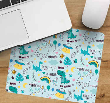 Unicorn and dinosaur original mouse pad - TenStickers