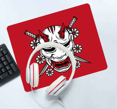 Anime mauspad mit bedrohlicher oni maske - TenStickers