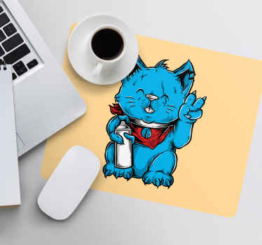 イヤリングオリジナルマウスパッドと漫画の猫 - TENSTICKERS