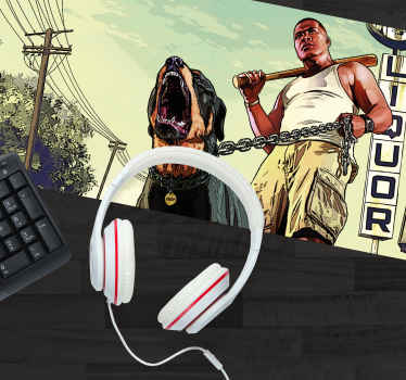 GTA Man with Pitbull gaming mouse pad - TenStickers