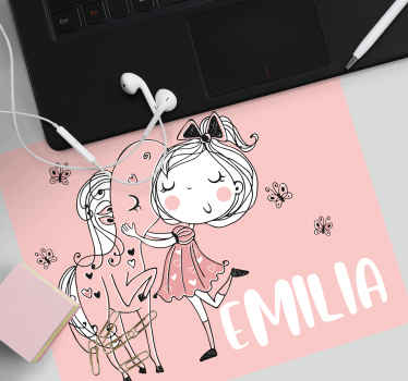 Muismat met naam Prinses met haar paard - TenStickers