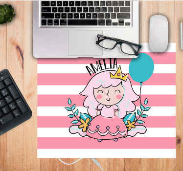 Tapetes de rato com nome Princesa fada rosa com balões - TenStickers