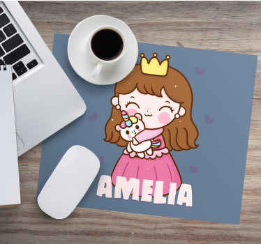 Princess pink dress personalised mouse mat - TenStickers