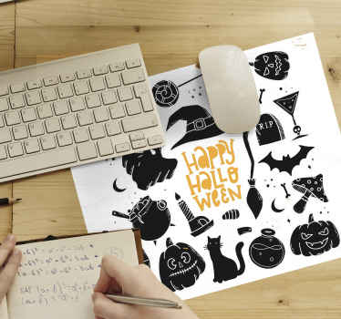 Happy Halloween black doodles mouse pad - TenStickers