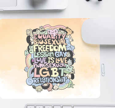 Mão desenhando nomes de lgbt mais mousepads - TenStickers