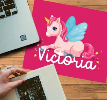 Alfombrilla ratón personalizable Divertido unicornio rosa feliz - TenVinilo