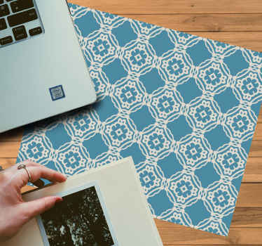 Alfombrilla de ratón texturas Patrón antiguo vintage azul y blanc - TenVinilo