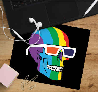 Mauspad originell bunte totenkopfbrille - TenStickers
